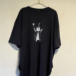 魔法使いネコさん柄　レディースビッグシルエットTシャツ綿100％【S～4L】