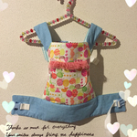 オレンジちょうちょリボン×薄色ダブルガーゼデニム❋お人形 抱っこひも❋