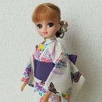 リカちゃん　着物（浴衣）2点セット #21P　蝶と藤の花