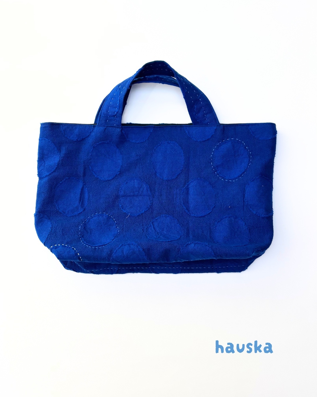 ハンドメイド　刺し子の大きめトートバッグ　おかめひょっとこ ハンドメイド 刺し子の大きめトートバッグ おかめひょっとこ