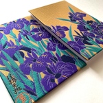 『燕子花図』　尾形光琳御朱印帳　国宝　国宝アート　尾形光琳  B6大判サイズ　優雅　幸福　高貴　吉報　美　雅　生命力　紫　ゴールド　御朱印帳　蛇腹御朱印帳　マイノート　スケッチブック　桐生織物