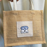シュナウザー　ジュートバッグ　刺繍　布