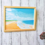 海の絵 風景画 『More fun』 アート ポスター 海 空 名言 絵 絵画 アクリル画 水彩画 インテリア 千里浜なぎさドライブウェイ A4                      