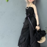 ⭐︎裾レースベアトップオールインワン　黒　レース　22cmドール　ドール服　ピュアニーモ　ドールアウトフィット