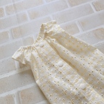再販🌸 犬服S フレンチスリーブ スモックチュニック  コットンレースギンガムイエロー　バックオープン(背中開き)✨送料無料✨
