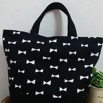 再々・・販💗モノトーンリボン トートバッグ   ブラック
