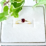 ガーネットのリング＊silver925(18KGP)＊深紅の天然石 指輪／小粒(4mm)/＊ 7〜11号＊フリーサイズ  / 細めリング/1月誕生石 赤 レッド ゴールド