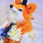 オレンジのオオカミさんのぬいぐるみ