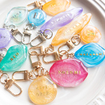 【アクアノクターン】名入れ アゲートスライスキーホルダー