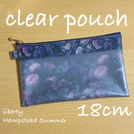 クリアポーチ 18cm 通帳サイズ　ラミネートポーチ  リバティプリント使用　ハムステッドサマー　魔女子さんノワール