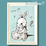恋するうさぎちゃんA4ラメ加工　複製画　イラスト　手書きサイン入り