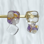 【飴のようなcube】  ピアス/イヤリング　スターチス　レジンピアス・イヤリング　フラワーアクセサリー　レジンアクセサリー　アメジスト　小さめピアス