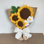 夏を束ねたひまわりの花束　向日葵　ヒマワリ かぎ針編み 花束　毛糸 プチギフト　花　毛糸  ブーケ プレゼント 　インテリア　ウエディング　あみぐるみ かぎ編み 手編み 編み物 夏ギフト