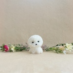 単色ビションカットのぽんぽんチャーム　ミニサイズ（おすわり舌なし）　　　　　　　　　　　　　ビションフリーゼ　プードル　トイプードル　スタンダードプードル　ボロニーズ