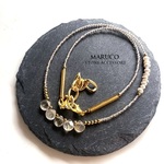 NC700-70ルチルクオーツmarron+アイスオブシディアン 40㎝+chain*天然石ネックレス *送料無料*