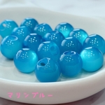 【40個/10㍉】【ba-b-221】❁キャッツアイ鈴丸ビーズ❁マリンブルー❁