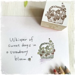 ラバースタンプ『甘い香りただよう苺の花籠のスタンプ』