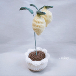 枯れない花　鉢植え　れもん　コットン毛糸　かぎ編み