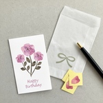 切り絵で描いた＊バラの花束のバースデーカード