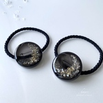 リボンと三日月 ／  大人 レジン ヘアゴム