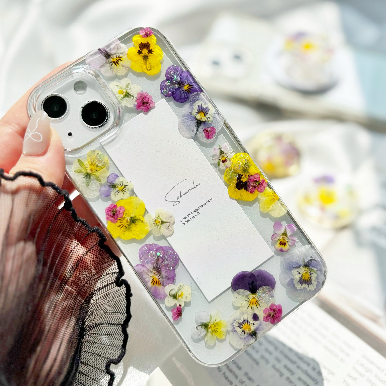 ハイドレンジア 押し花スマホケース 全機種対応 - sakura*la