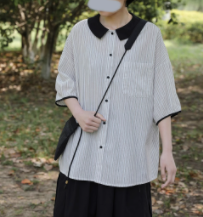 デザイン感 半袖 シャツ 夏の薄袖 シャツ