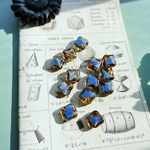 【6コセット】#czech beads#チェコビーズ　rhombus 11㍉　crystal＊blue irregular mable/picasso