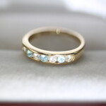 ビンテージ 英国 イギリス ロンドン 天然 ベリル アクアマリン ゴールド 9CT 指輪 リング 純金率 375 ジュエリー レディース J195