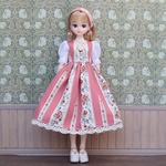 NO.99 22㎝ドール服 花柄のワンピース＆小物セット