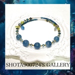 ［再販］深海の癒し　ブラックアクアマリンを花束にして💐 シングルワイヤー　ブレスレット　スワロフスキー　天然石　3月　誕生石#minne_new  #アクアマリン