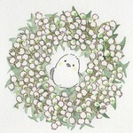 「ミニ原画」すずらんとシマエナガ