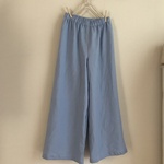 SALE フレンチリネン（スカイブルー）で作ったワイドパンツ