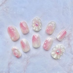 【現品】 ネイルチップ サイズ変更可 夏ネイルチップ 桃ネイルチップ ニュアンスネイルチップ