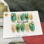 《 nuance  nail 》... No16 イエロー×ブルー💙　ちゅるん　　ネイルチップ　ツヤツヤ　シンプル　個性派　現代アート　絵画ネイル