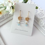 ꫛꫀꪝ✨透かしリボンとアクアマリンのピアス（イヤリング ）