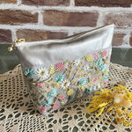 インド刺繍♡21㎝マチありポーチ【シルバー】
