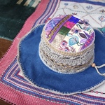 インド刺繍＊ブロックプリント＊薄めデニムつば