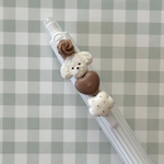 ホワイトプードルとドットフラワーチョコの大人シャープペンシル