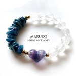 BL450-694フローライトHEART gradation＆アイオライトDEEP BLUE  17㎝*天然石ブレスレット 【送料無料】