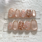 twinkle pink🩰　ピンク ネイル ビジュー キラキラ 大人 かわいい フラッシュ マグネット ちゅる 透明感