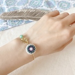【着脱簡単ブレスレット】Flower＆Leaf ビーズ刺繍のスライド式ブレスレット