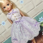 リカちゃん服ワンピース　〜スイートフラワー・パープル〜