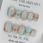 夏ネイル　シンプルネイル　海ネイル　水色ネイル　ピンクネイル　ネイルチップ