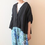 LINEN 開衿シャツ *ブラック*　size FREE