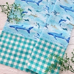 大きな水族館 ブルー 大きめランチマット  40×50cm 給食マット ランチョンマット ランチマット 給食 お弁当 小学生 中学生