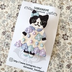 【夏】ブルードレスのねこちゃんブローチ