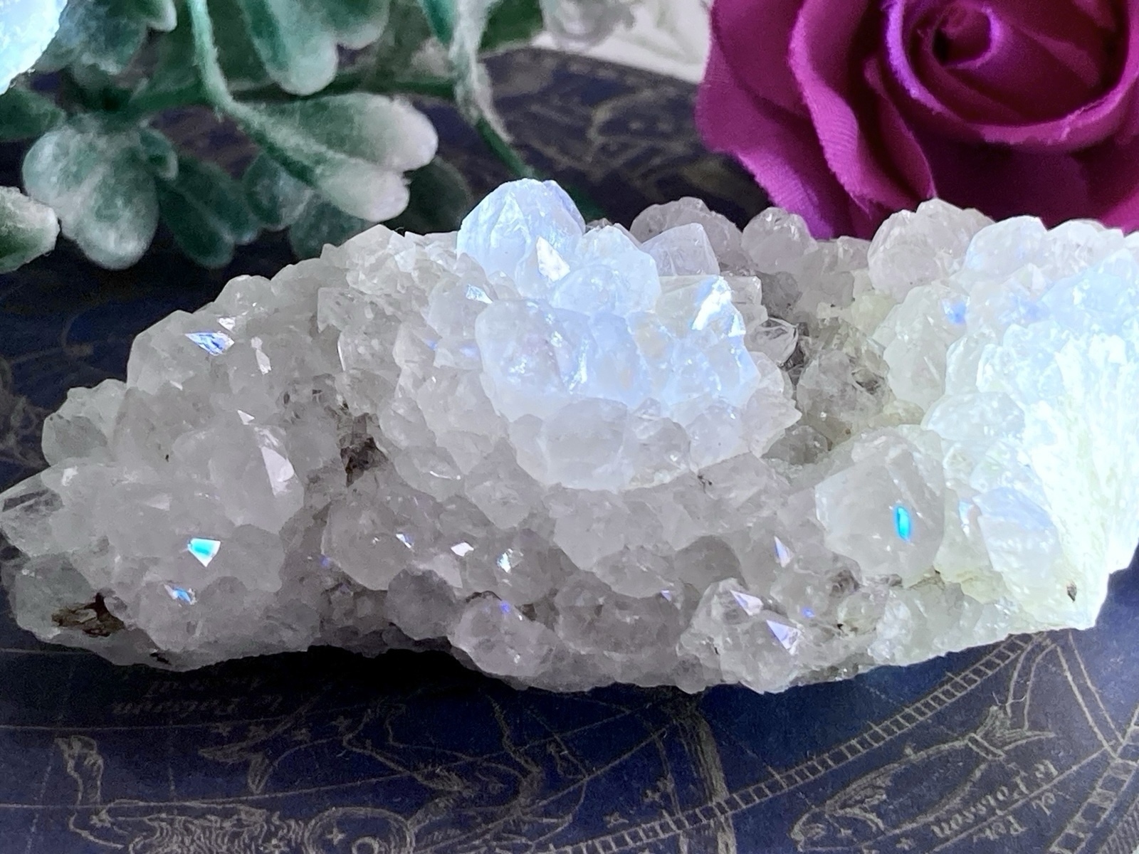 インド産　アナンダライト　水晶　クリスタル　レインボークォーツ　原石　クラスター 17,020円
