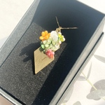 SALEミニ寄せ植えとスクエアチャームのネックレス