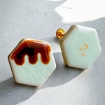 チョコミン党のためのチョコミン陶器イヤリング/ピアス