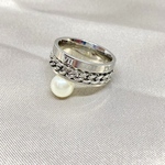 シルバーローマ字喜平リング ステンレスリング  ステンレスチェーン メンズ